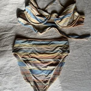Skatie Multicolor Striped Bikini Set